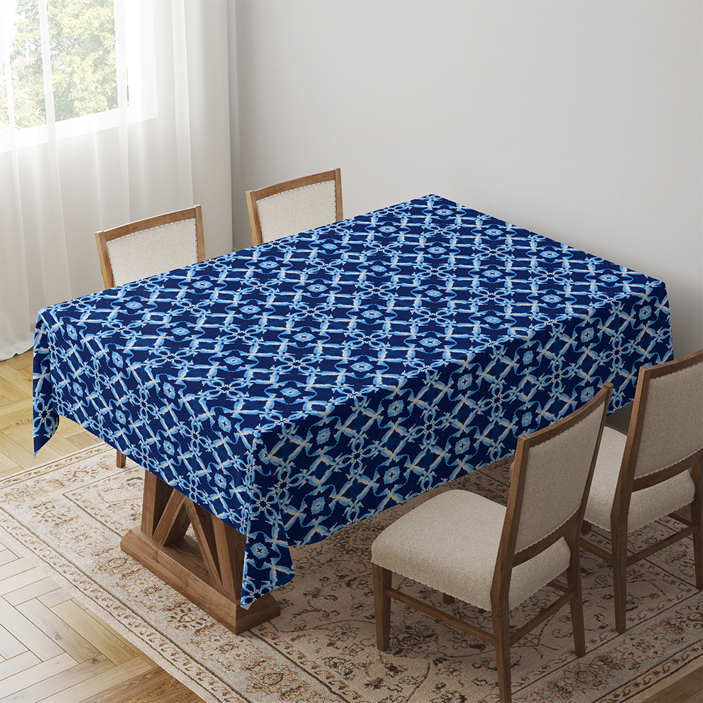 Seahorse Tablecloth in Marine Blue