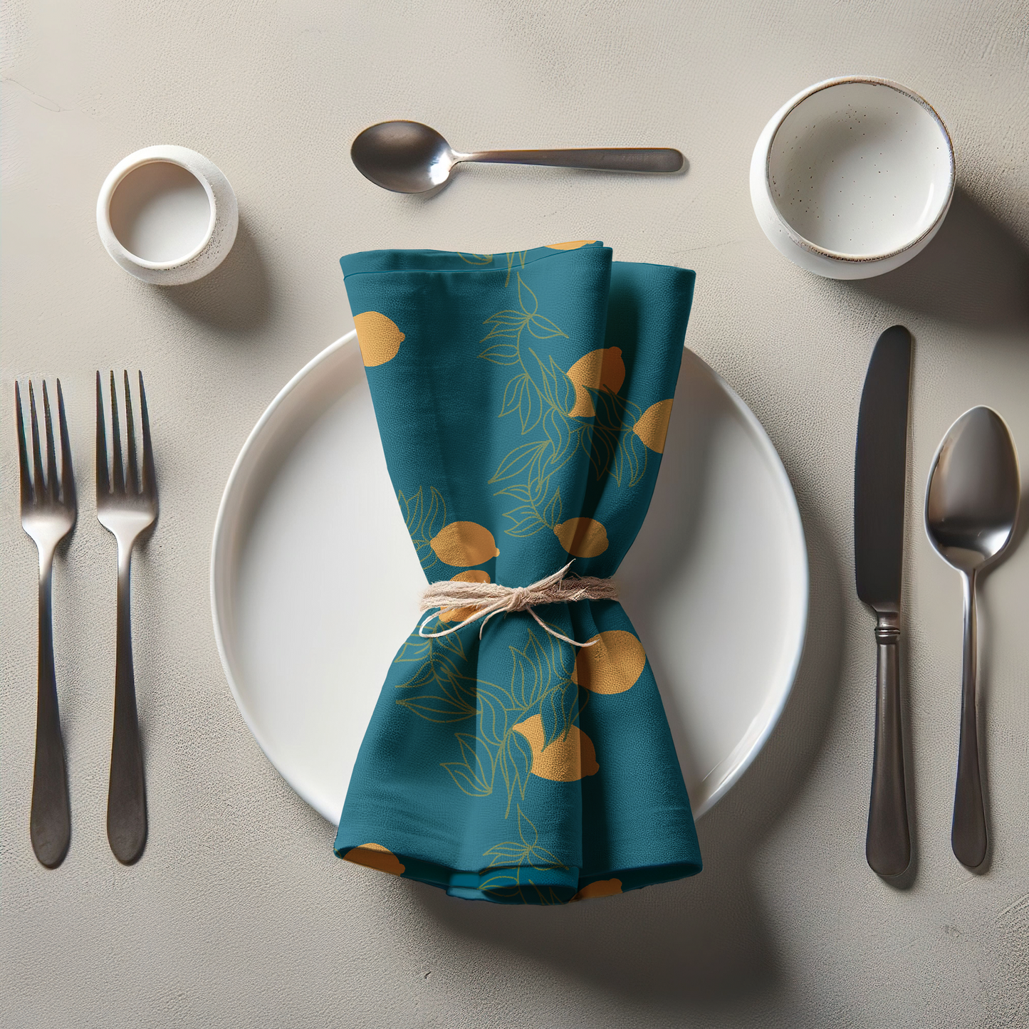Lemon Fruit Napkin in Teal