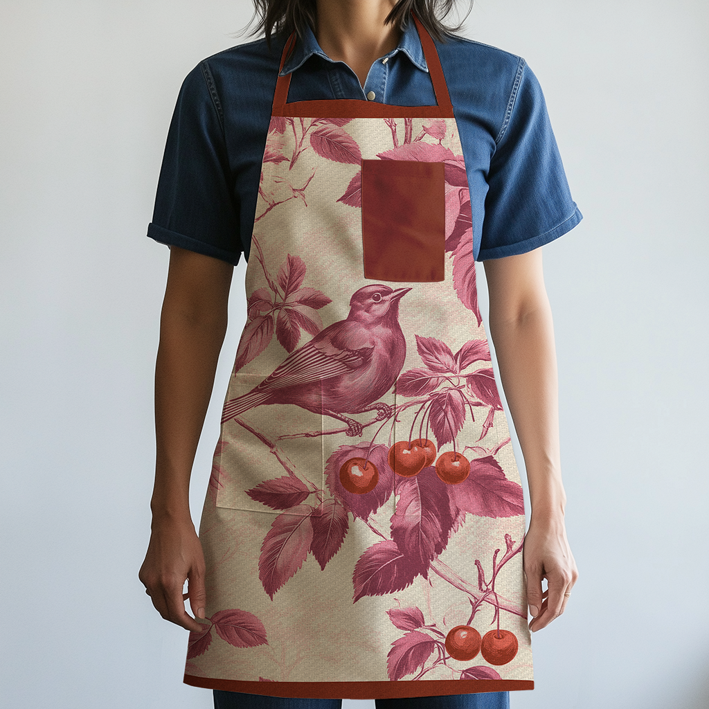 Nestled Cherries Apron in Antique Rose