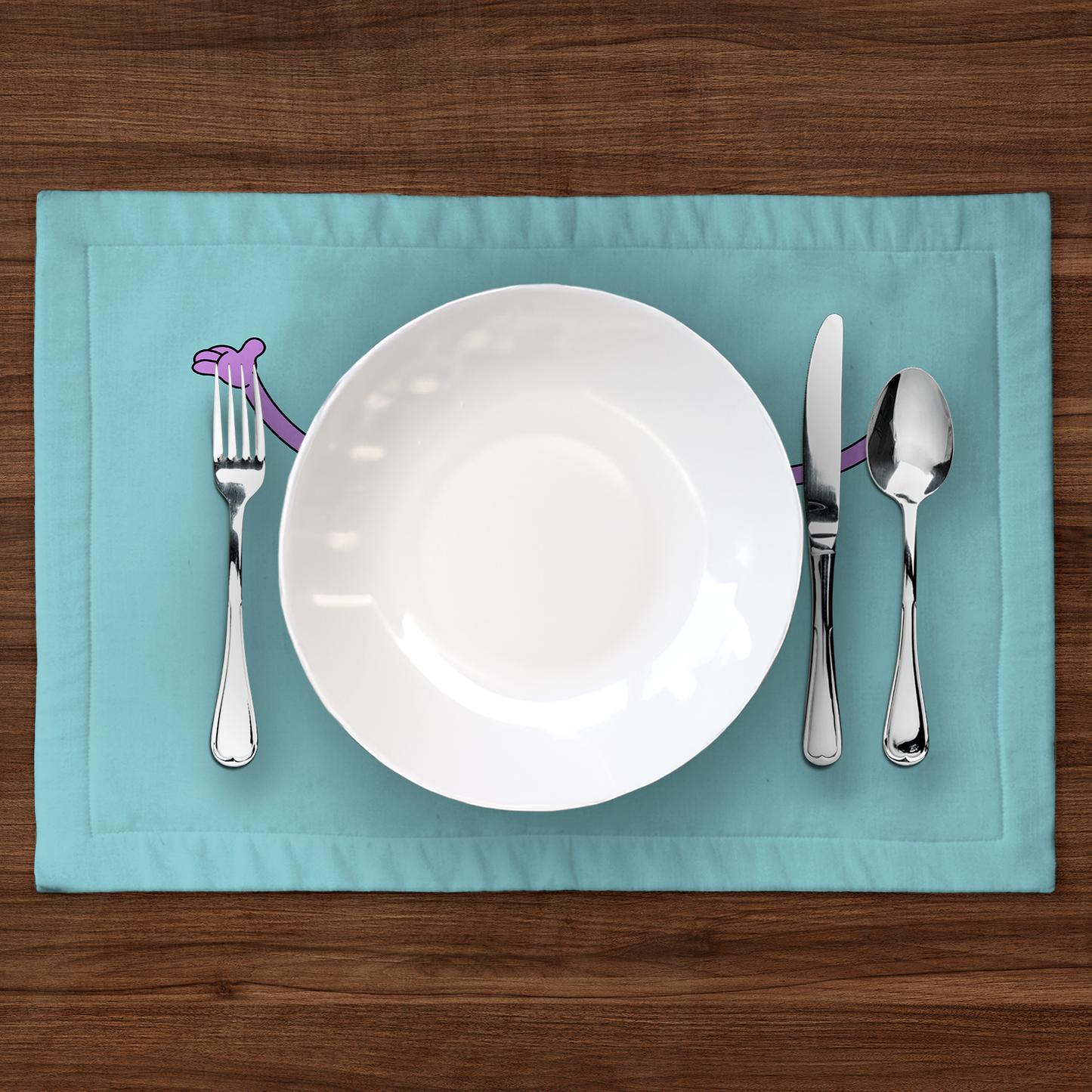 Purple Heart with Aqua Blue Placemat