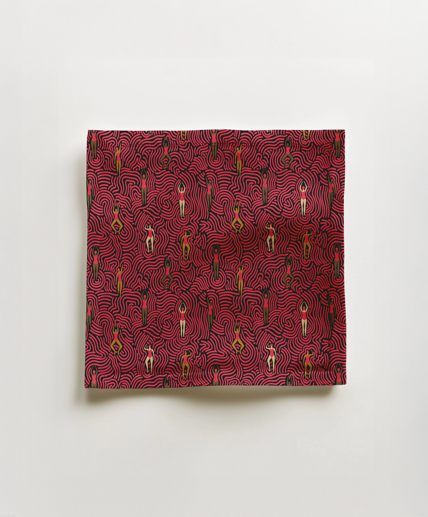 Swimmers in Summer in Red Cocktail Napkin in Lightweight Linen