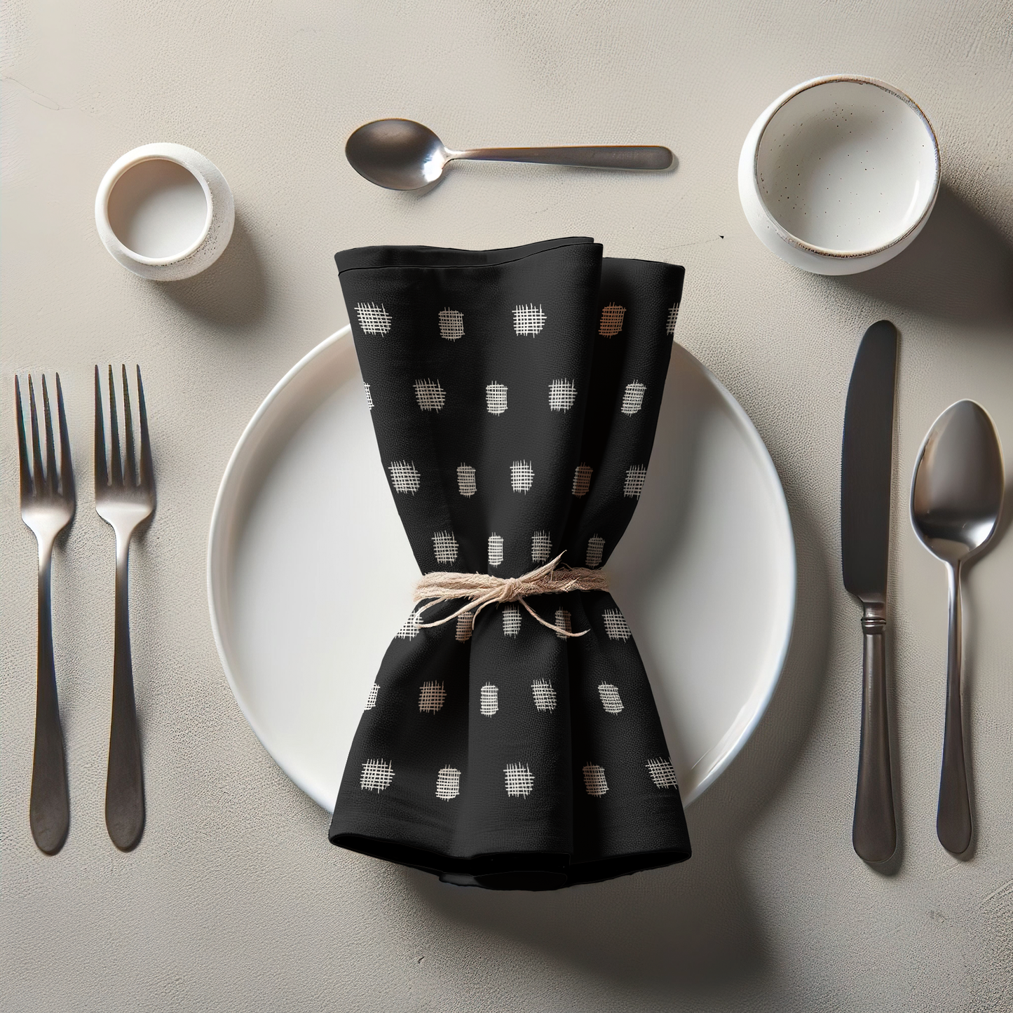 Black and White Cross Stitch Napkin