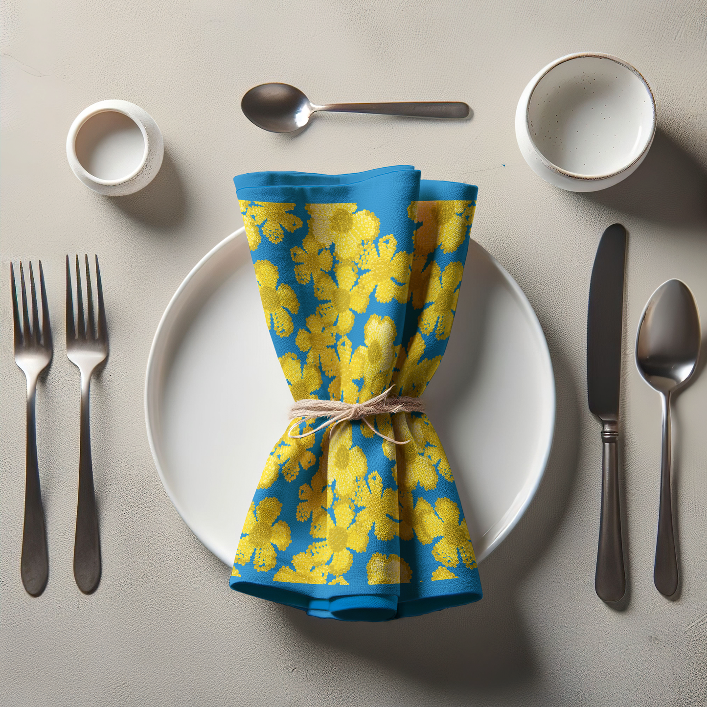 Canary Floral Napkin in Cerulean