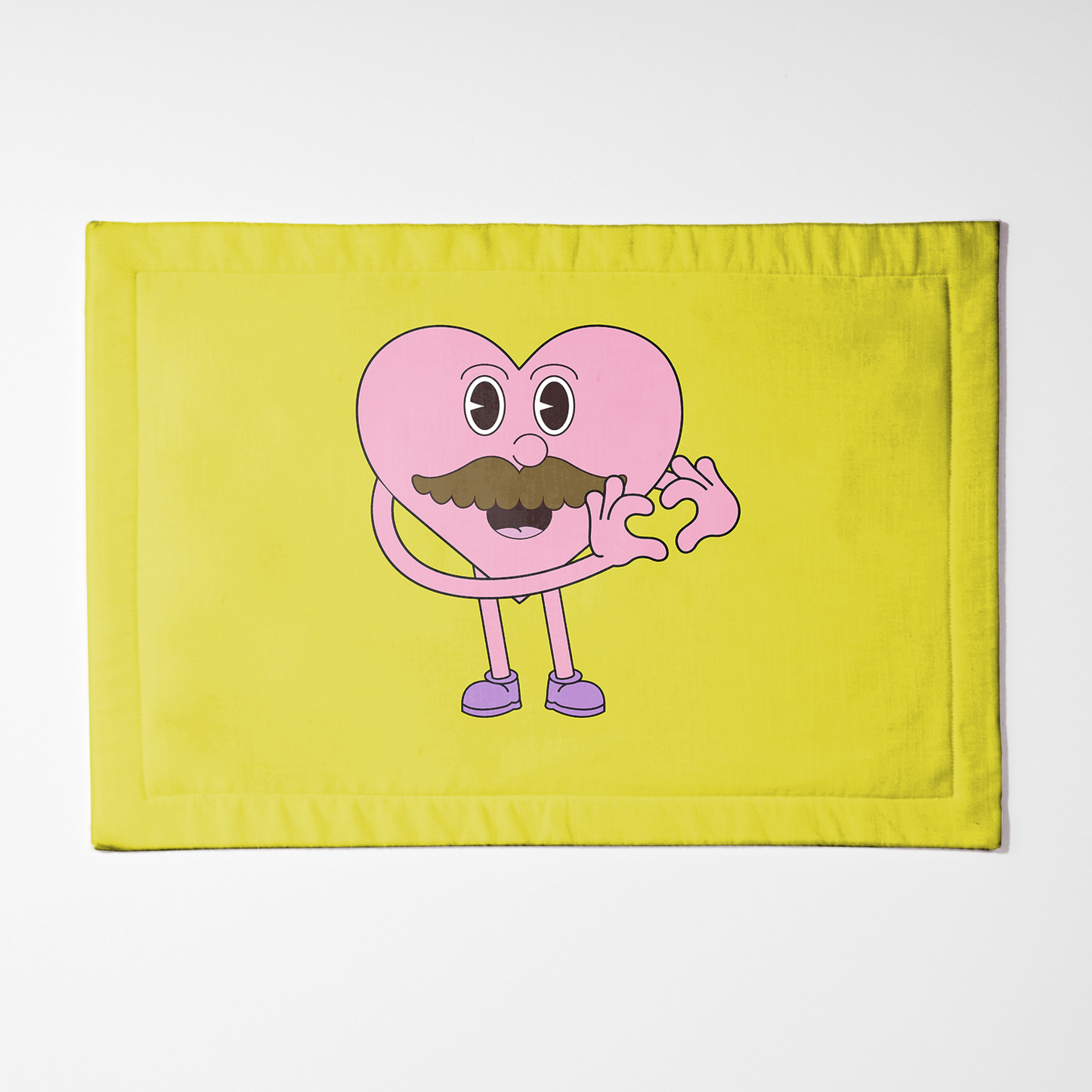 Mustache Heart with Laughter Yellow Placemat