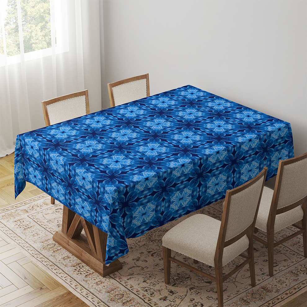 Deep Reflection Tablecloth in Marine Blue
