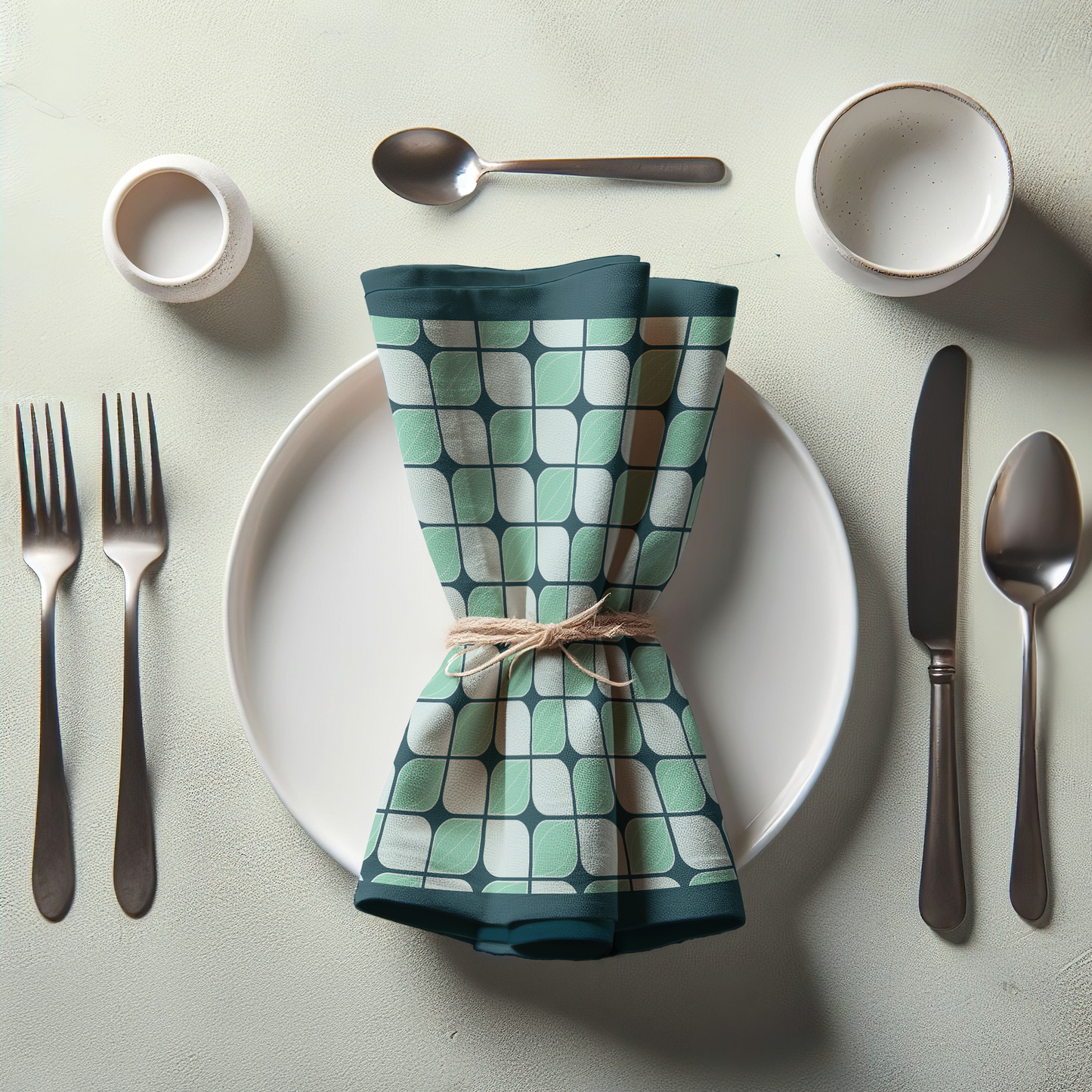 Retro Bloom Napkin in Dark Teal
