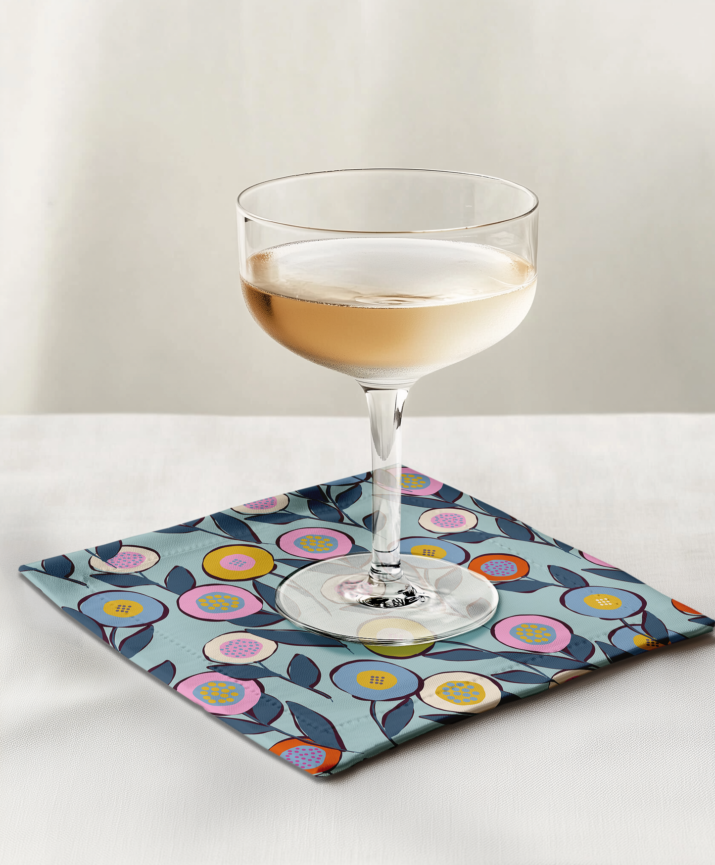Button Flowers Blue Oxford Cocktail