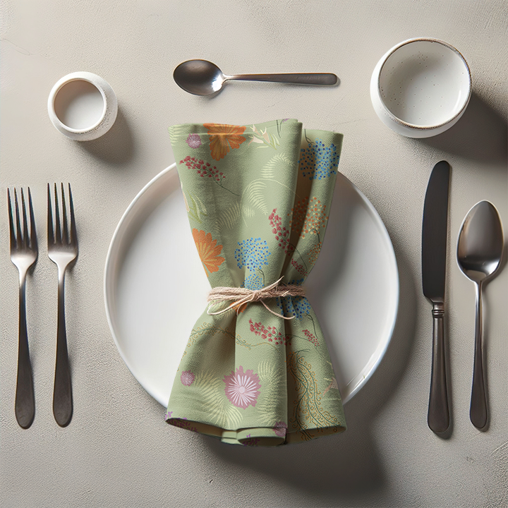Botanical Medley in Light Green Napkin