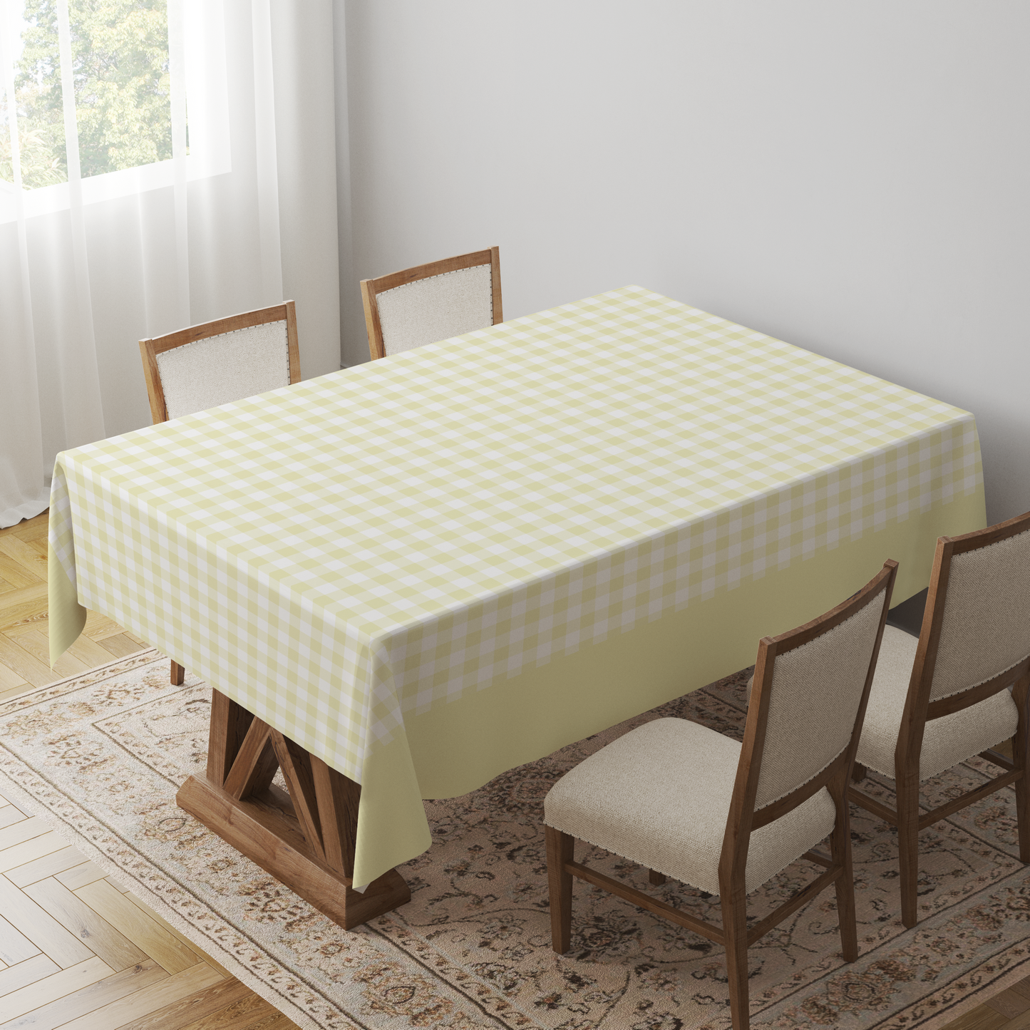 Mini Gingham Tablecloth in Pastel Yellow in Lightweight Linen