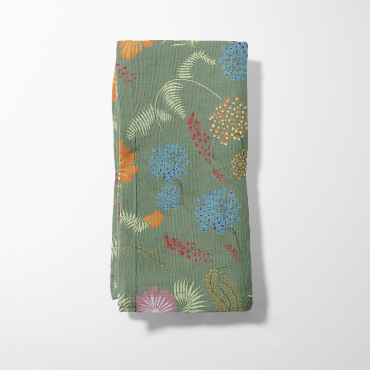 Botanical Medley in Dark Green Napkin