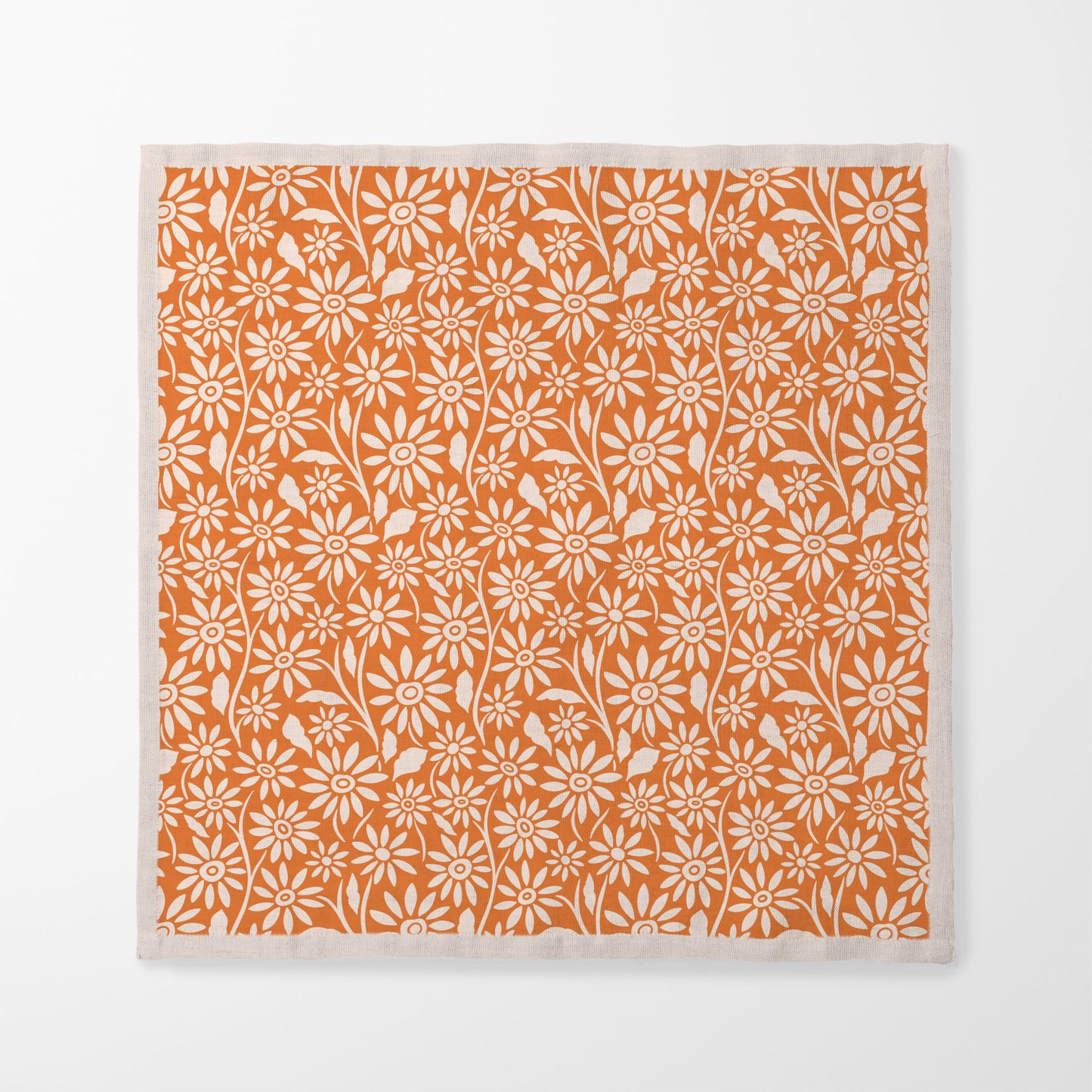 Blanket of Flowers Napkin in Orange in Organic Cotton Voile