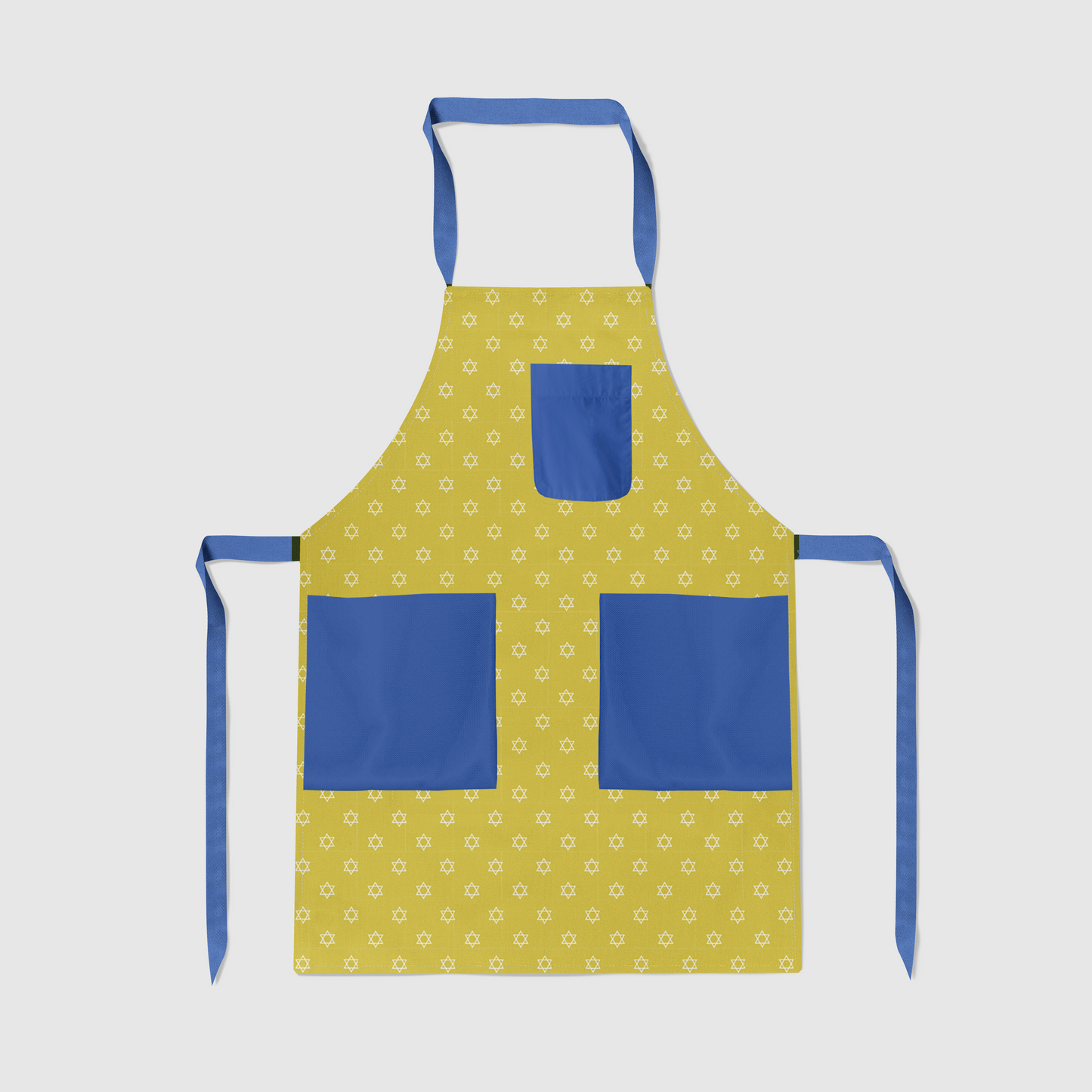Star of David Full Chef Apron Yellow with Dark Blue