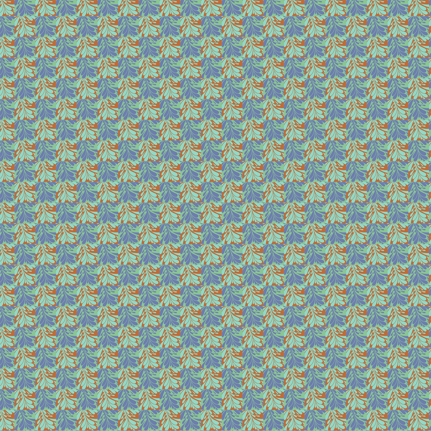 Water Drops Tea Towel in Blue & Orange in Mid Weight Cotton Twill