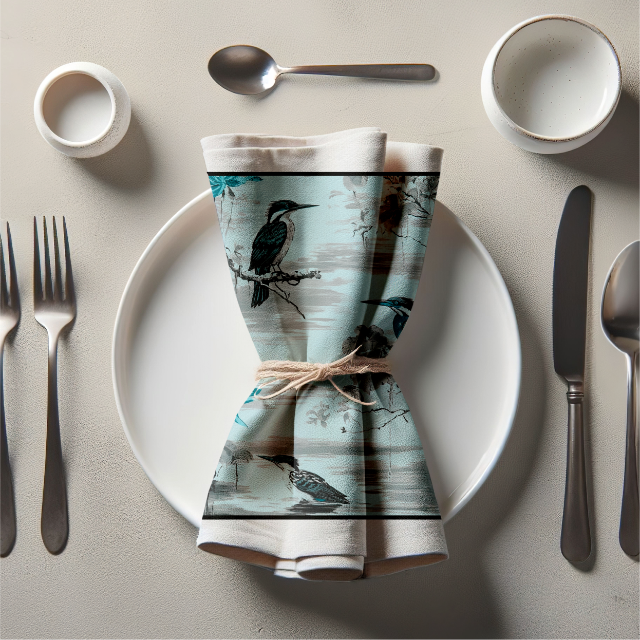 Watchful Waters Napkin in Glacial