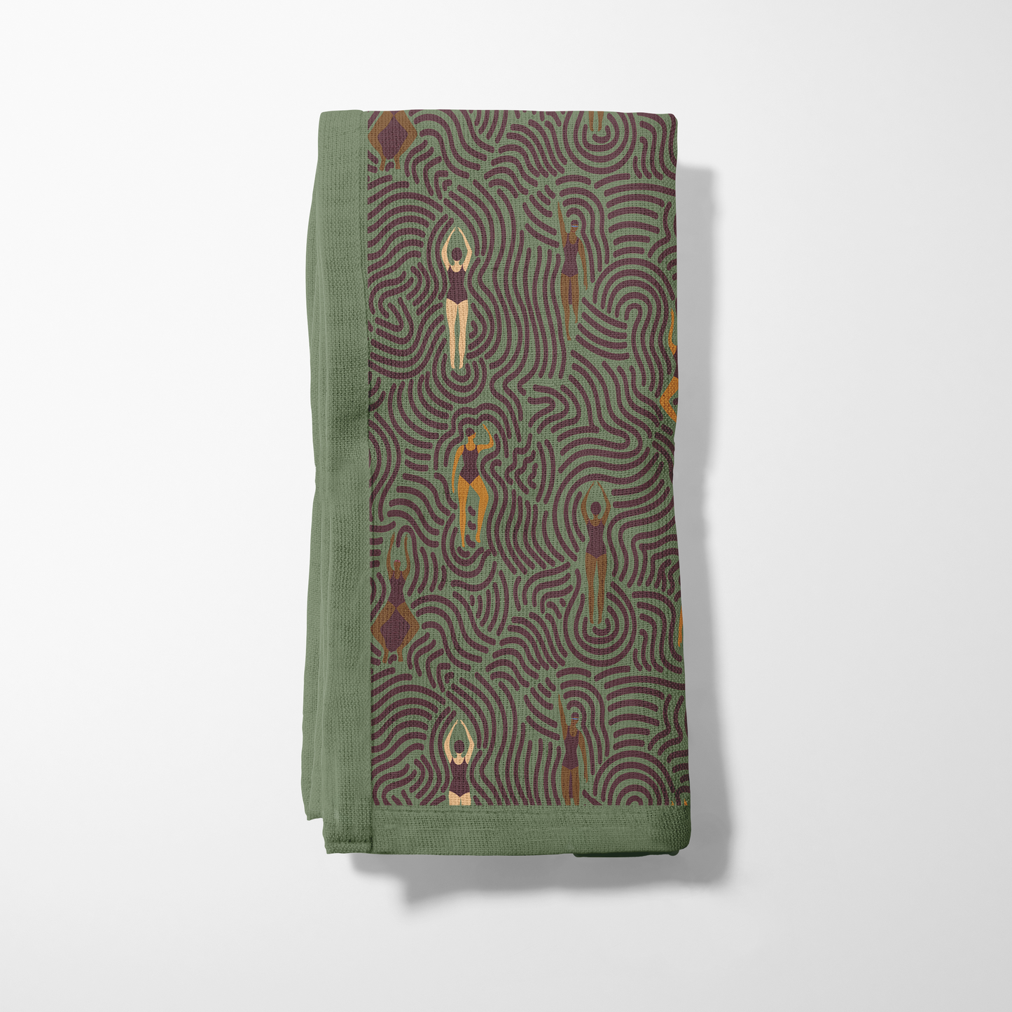Swimmers in Summer in Candy Stripe Green Napkin