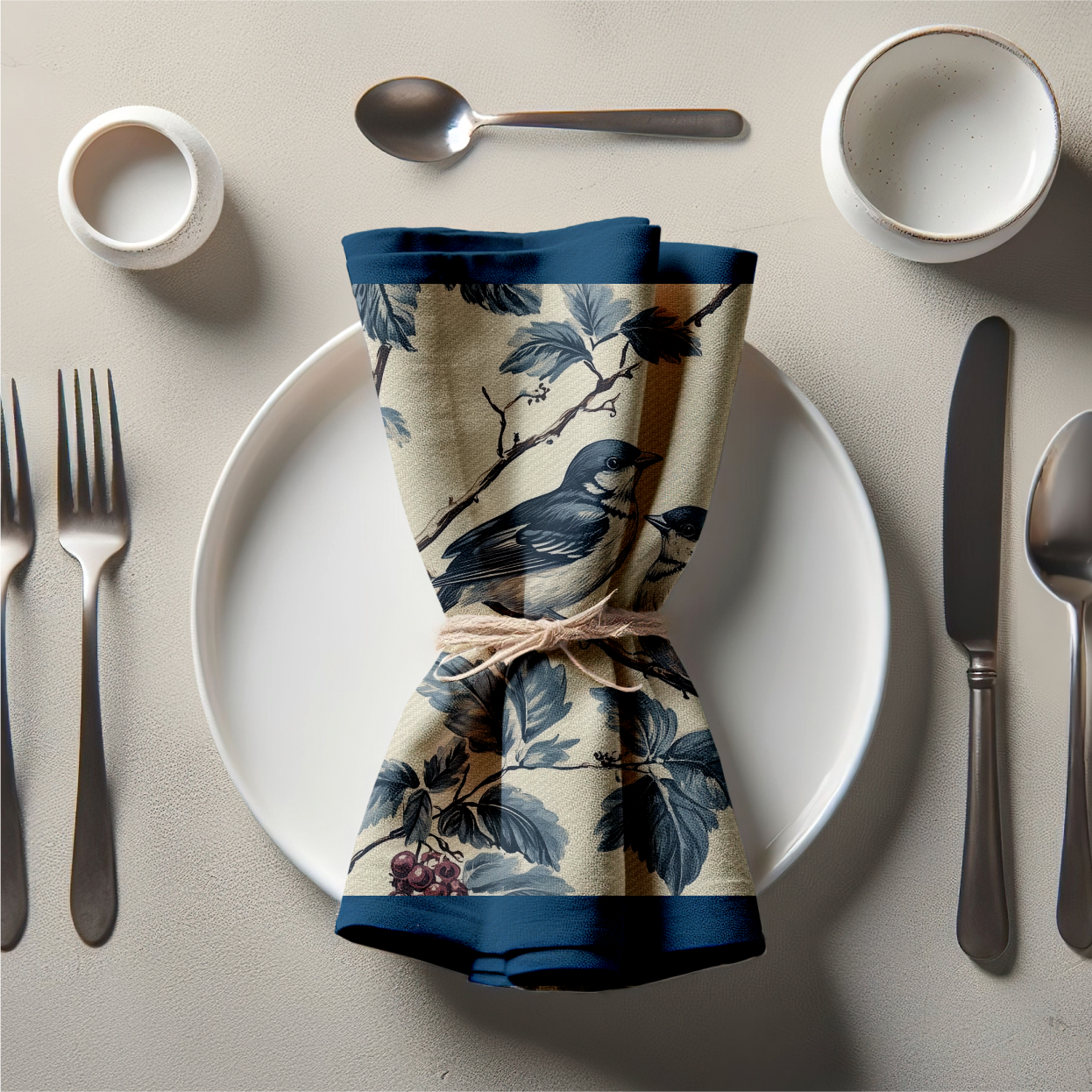 Antique Sparrow Napkin in Heritage Navy
