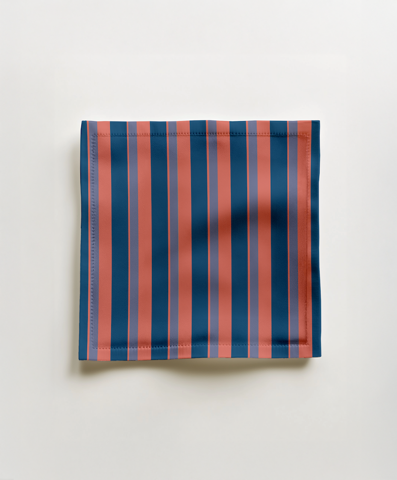 Candy Stripes Cocktail Napkin in Pink & Purple in Organic Cotton Voile
