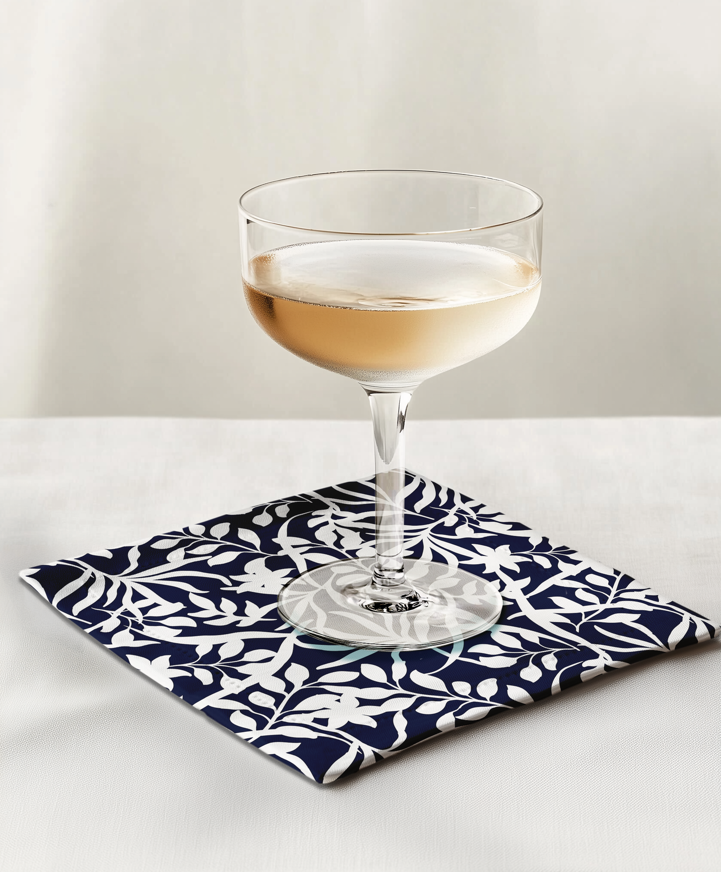 Figi Floral Cocktail Napkin in Midnight - Linen - 45%