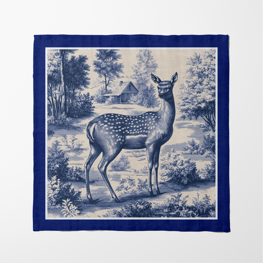Doe Toile Napkin in Midnight Navy
