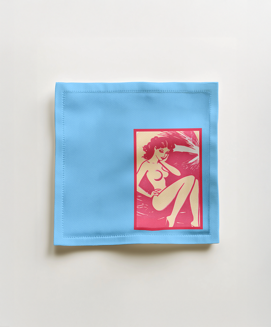 Strike a Pose Cocktail Napkin in Barbara Blue