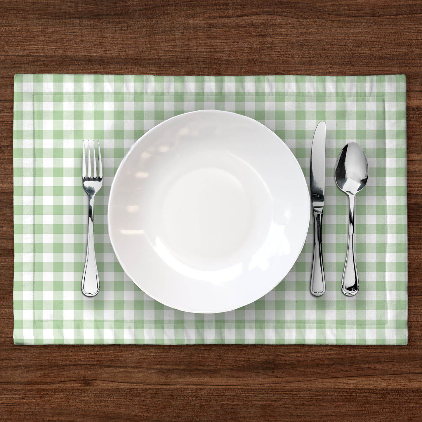 ONE Mini Gingham Placemat in Pastel Green in Lightweight Linen