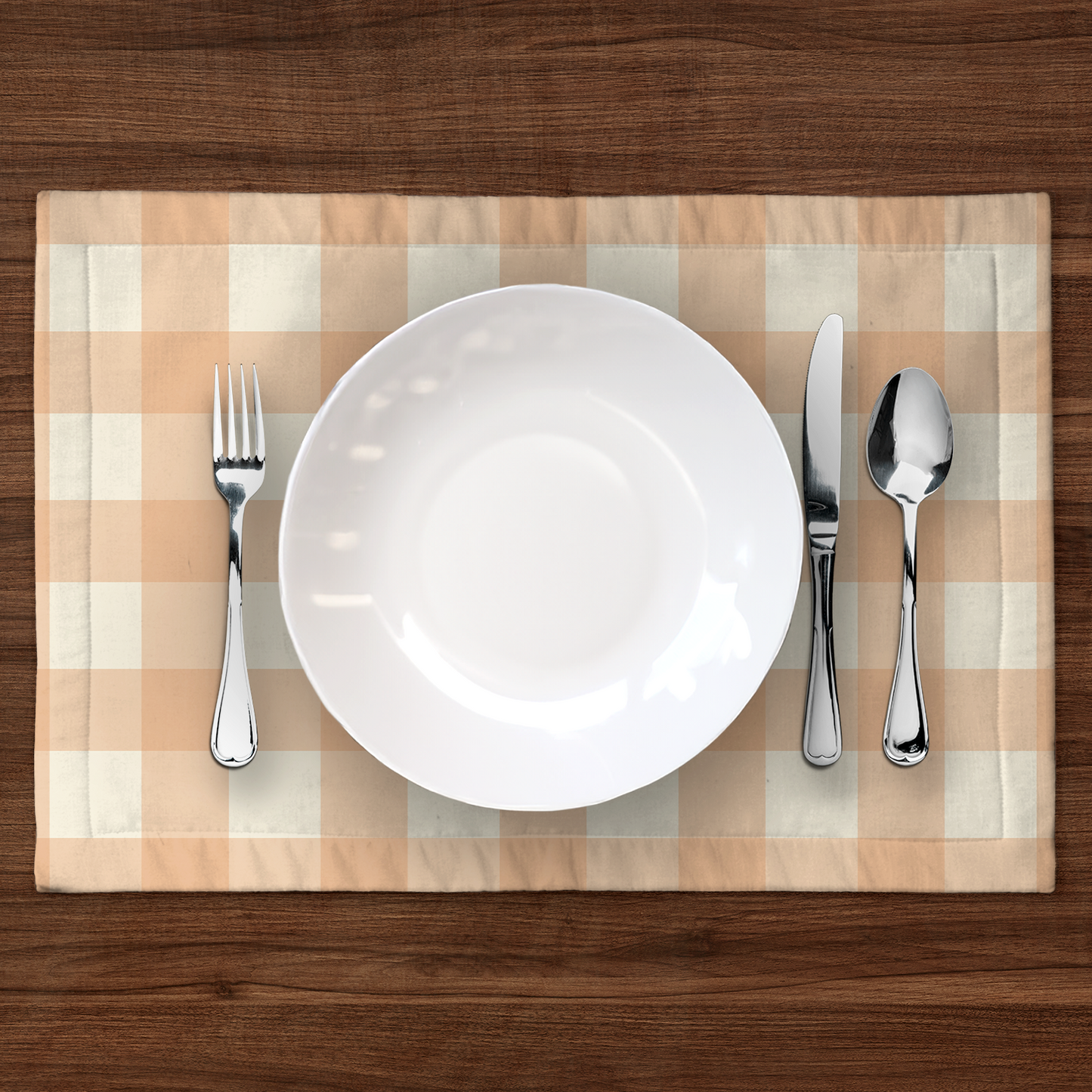 ONE Large Gingham Placemat - Burnt Butter in Lightweight Linen