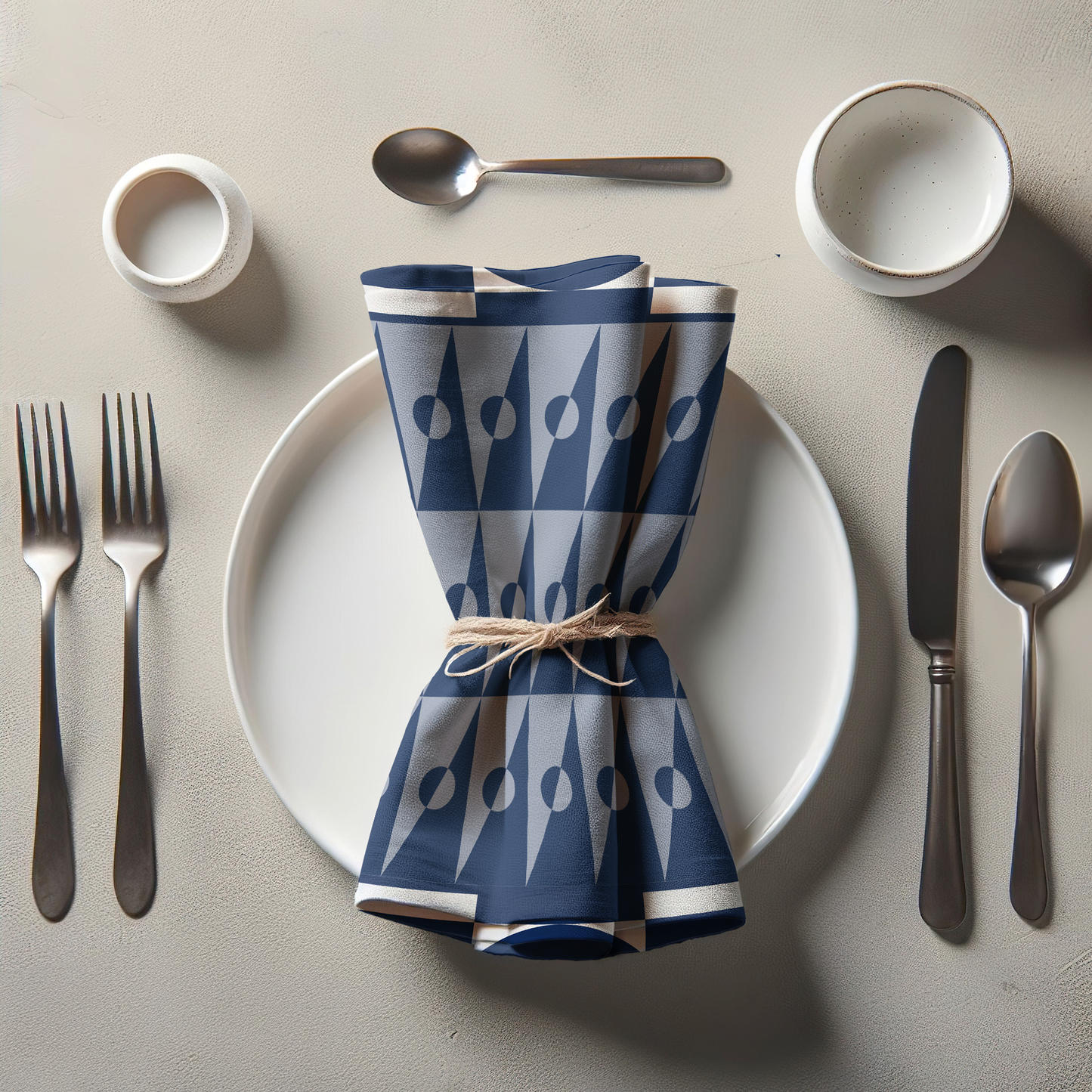 Blue Backgammon Napkin in Lightweight Linen