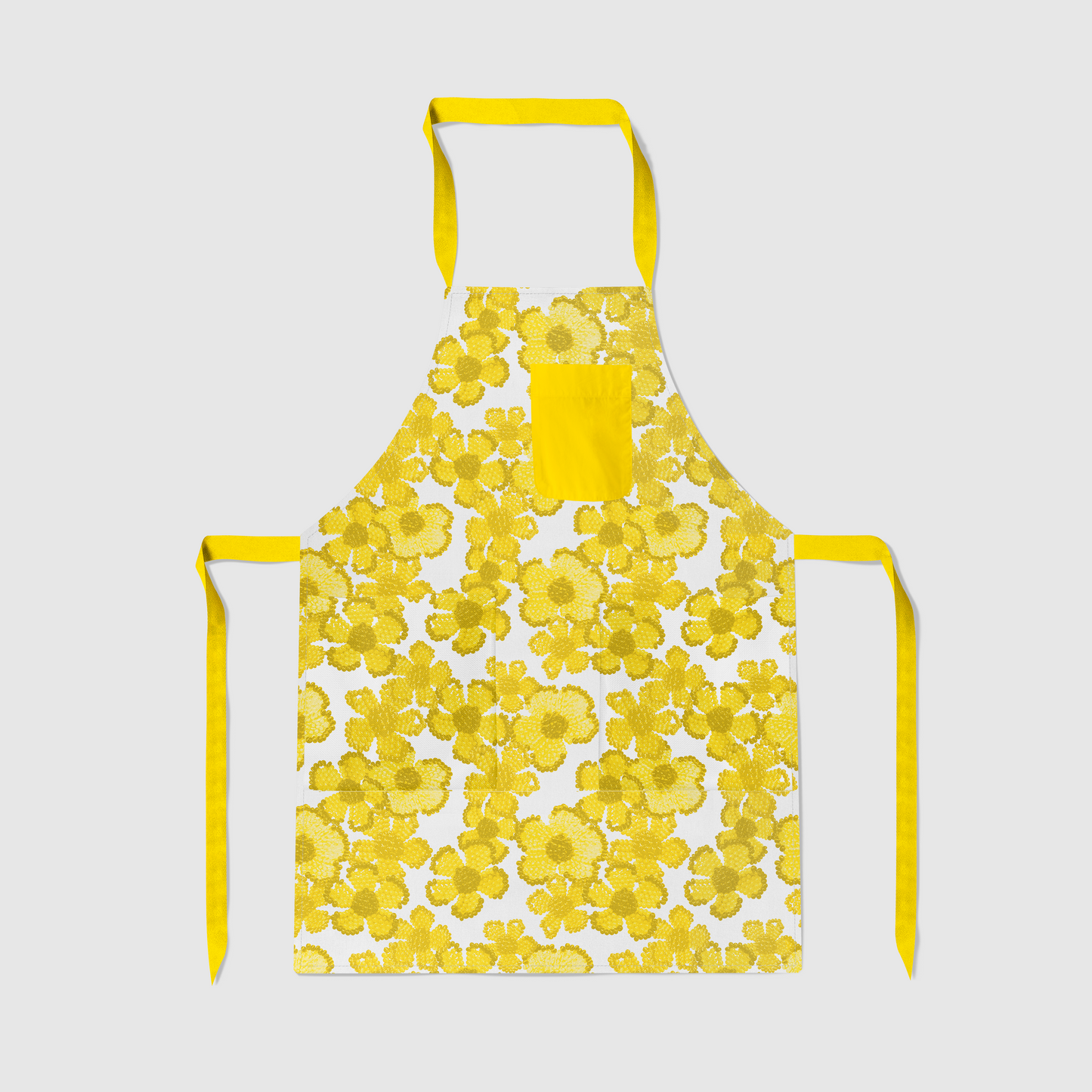 Canary Floral Full Chef Apron in Mid Weight Cotton Twill