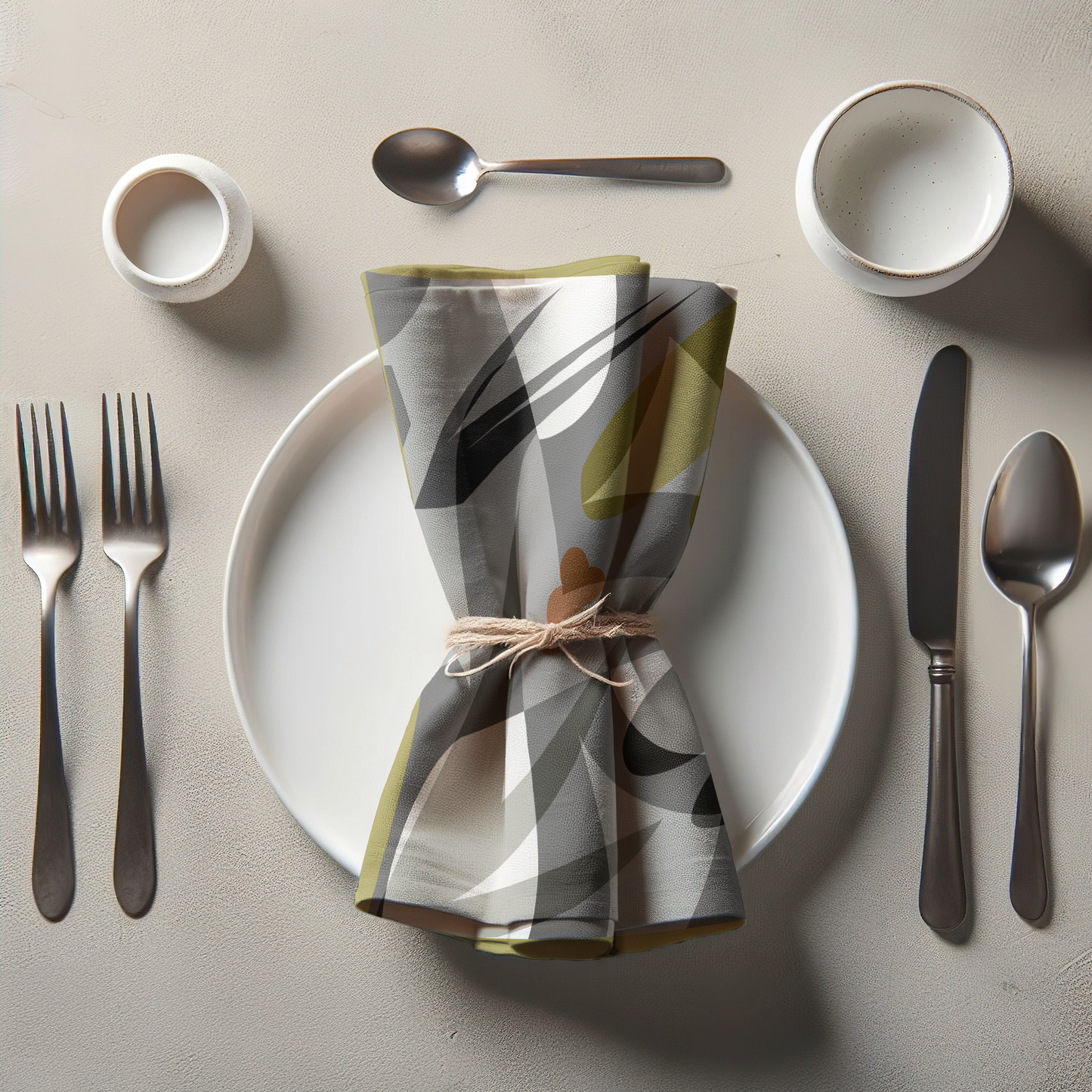 Gray with Layers Napkin in Green in Linen