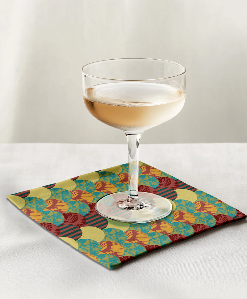 Quisqueya Hues Cocktail Napkin in Organic Cotton Voile