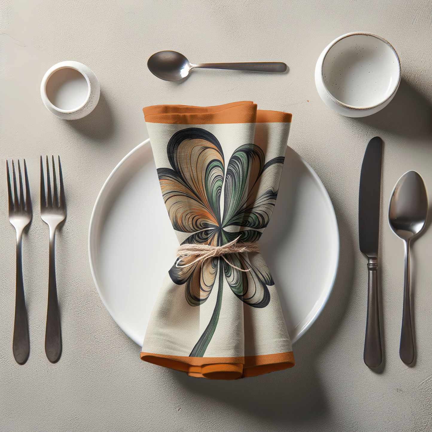 Four Leaf Clover Napkin in Orange
