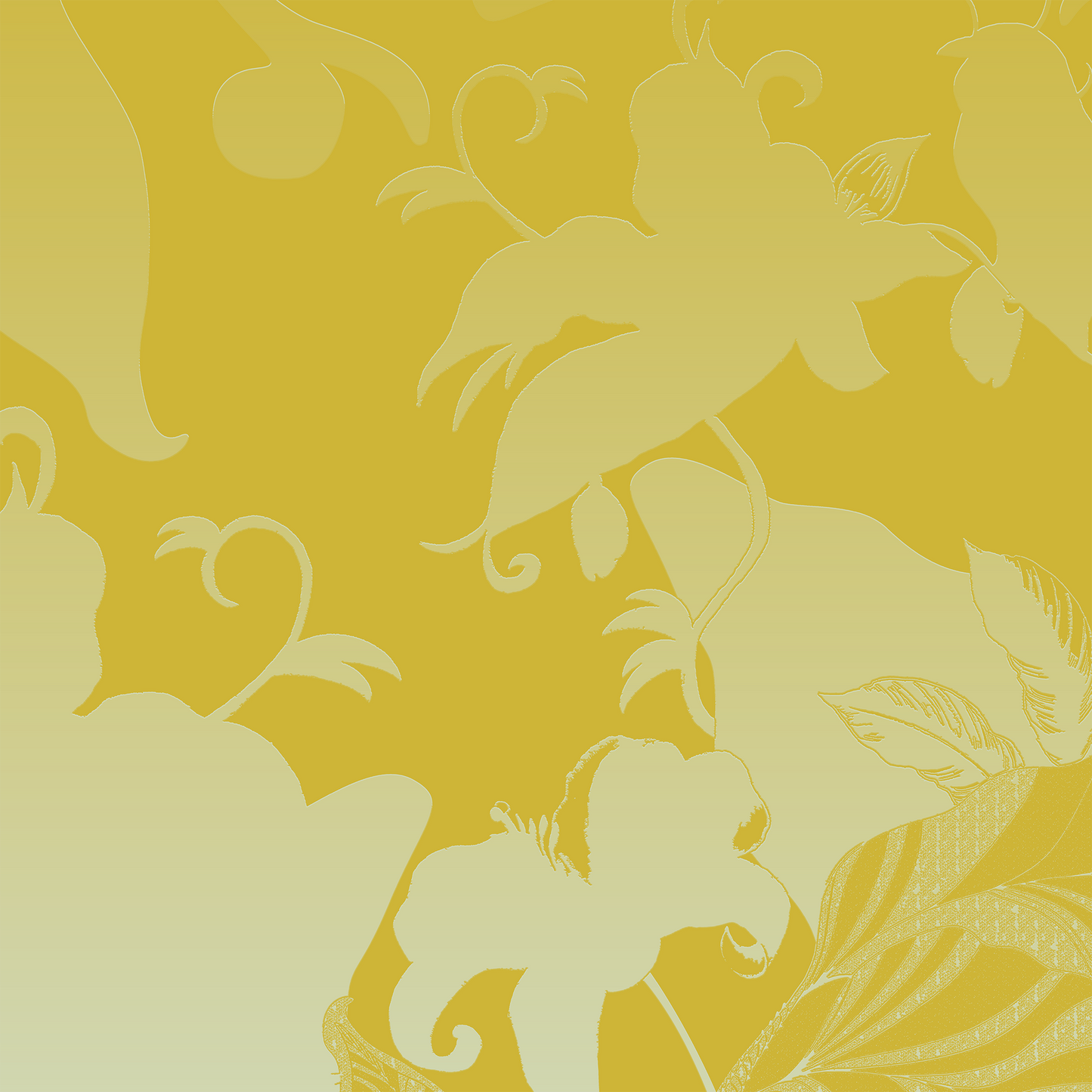 Tropical Paissage Tea Towel Yellow in Mid Weight Cotton Twill