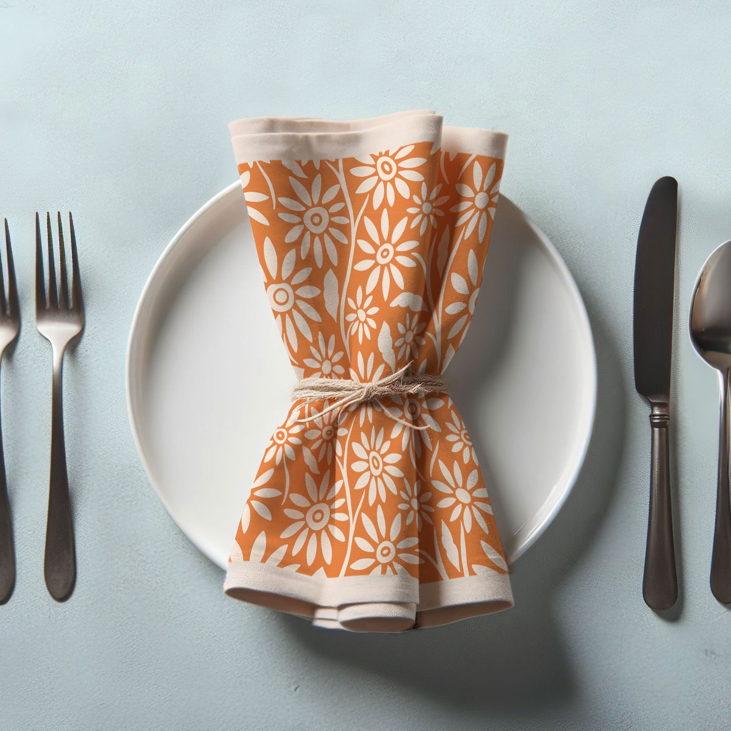 Blanket of Flowers Napkin in Orange