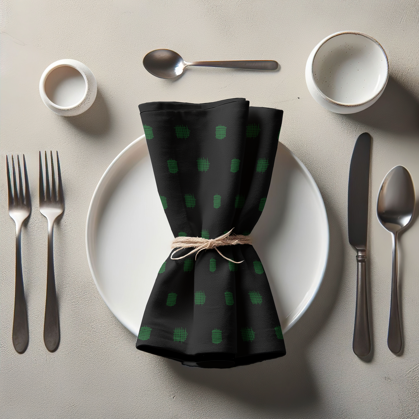 Black and Green Cross Stitch Napkin