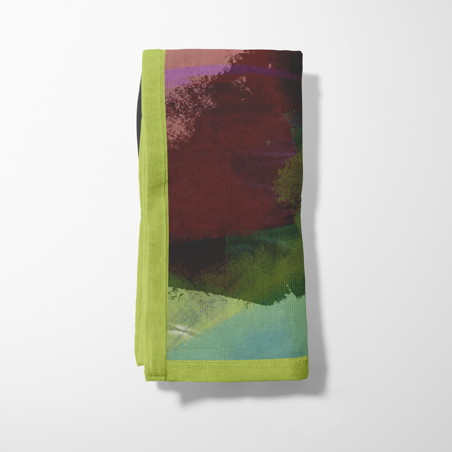 Floral Red Green Napkin in Lightweight Linen