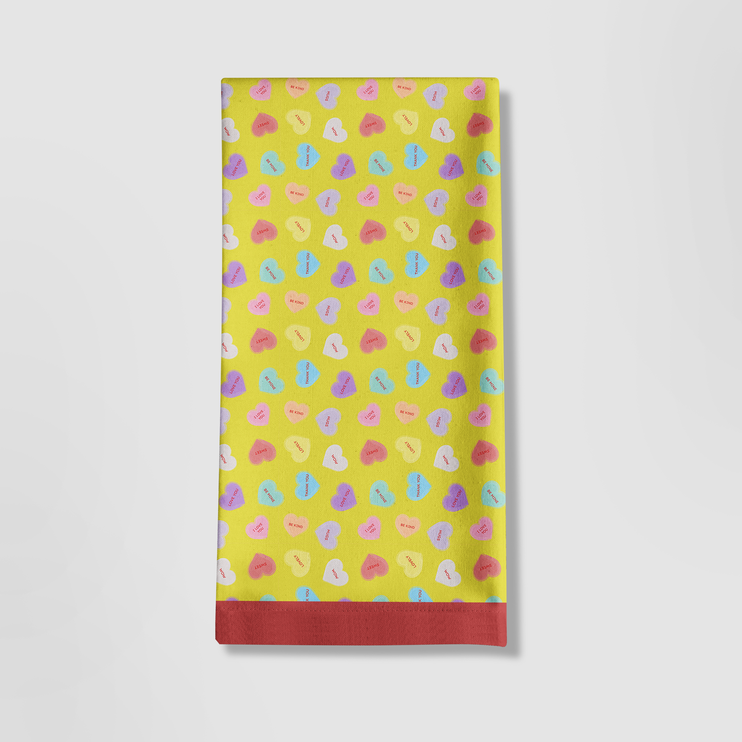 Laughter Yellow Candy Hearts with Zebra Red Tea Towel