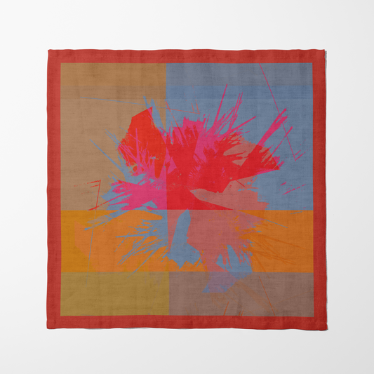 Flower Burst Napkin in Red in Lightweight Linen