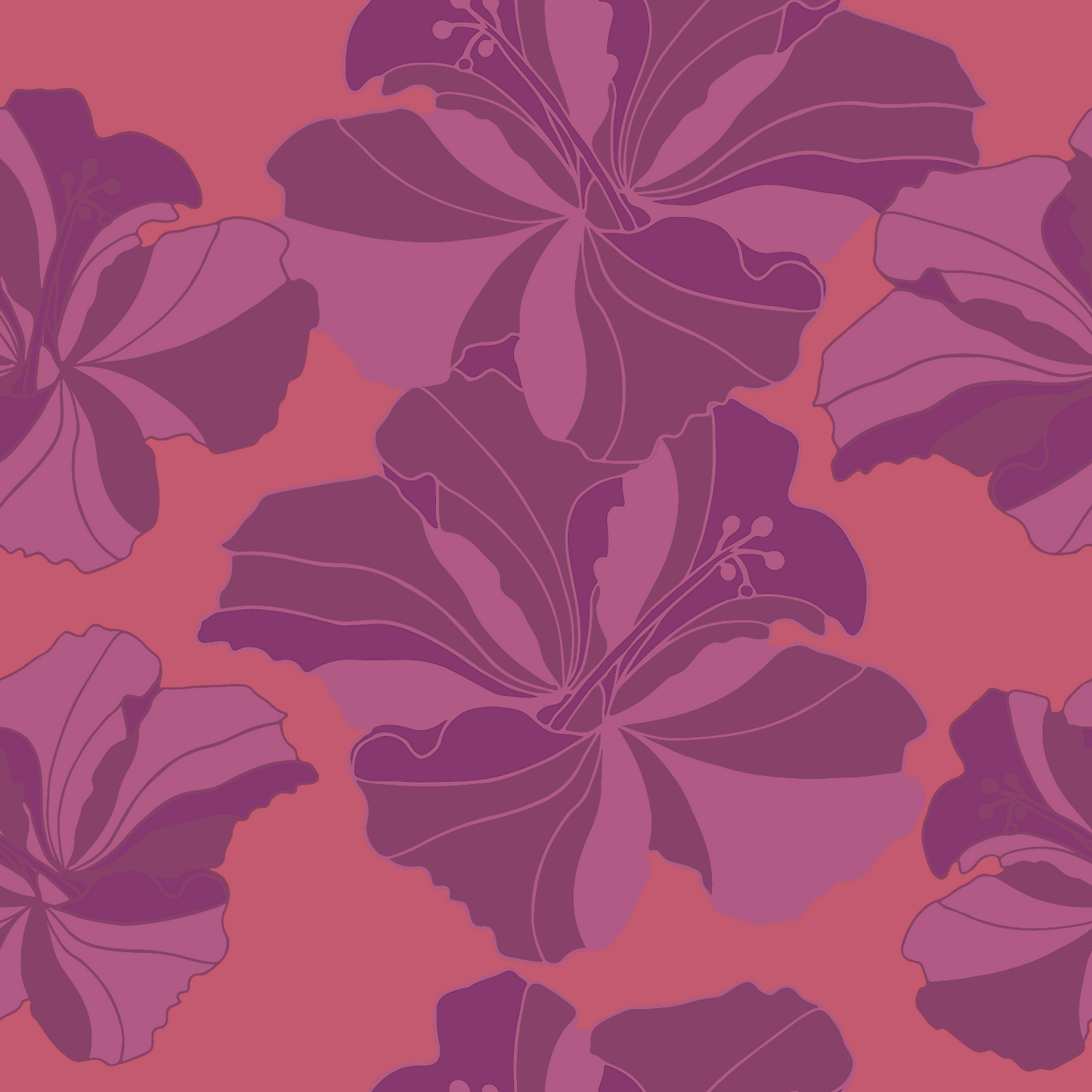 Tropical Cayena Full Chef Apron in Coral & Purple in Mid Weight Cotton Twill