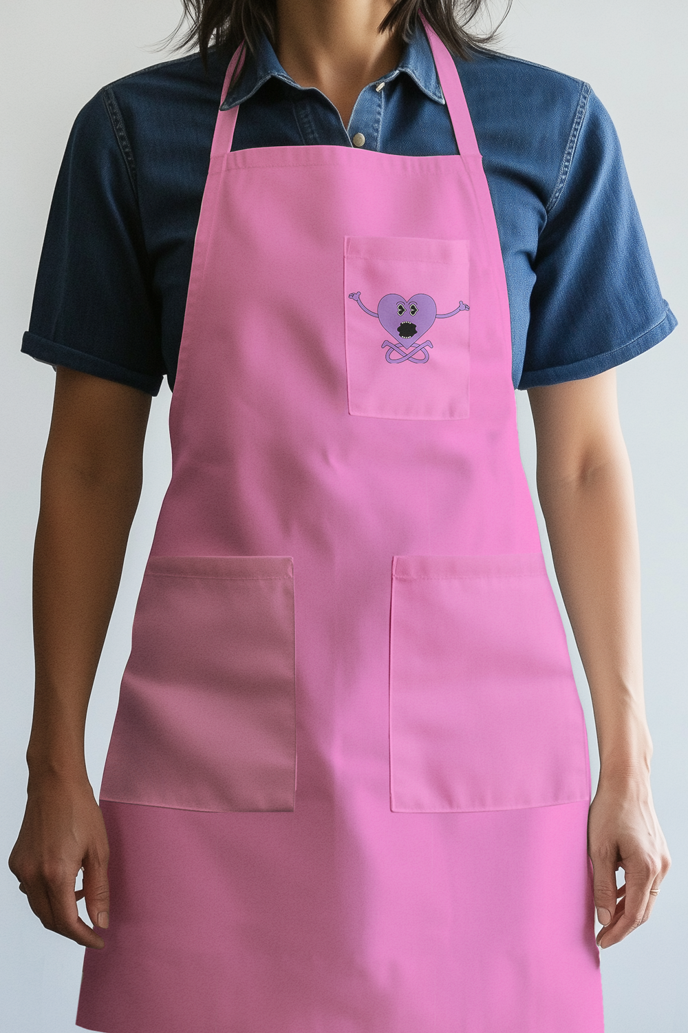 Purple Heart with Love Pink Apron