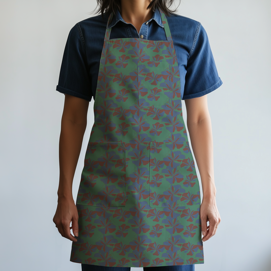 Tropical Cayena Full Chef Apron in Green in Mid Weight Cotton Twill