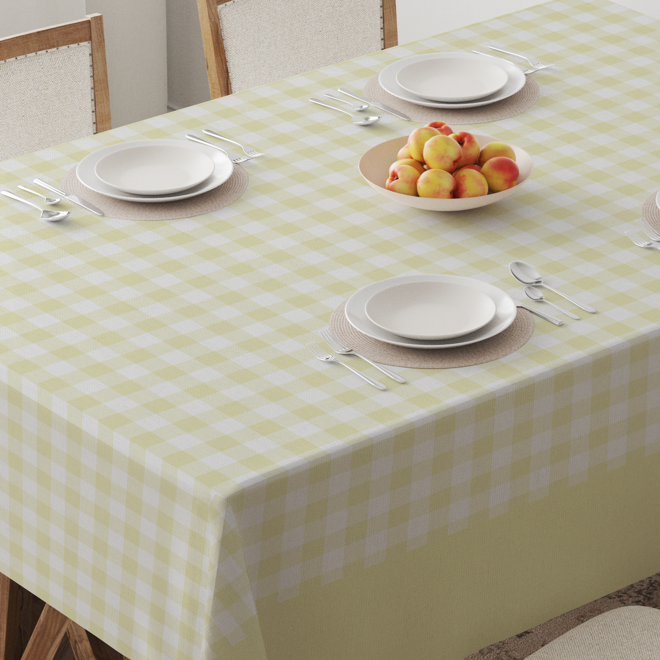 Mini Gingham Tablecloth in Pastel Yellow in Lightweight Linen