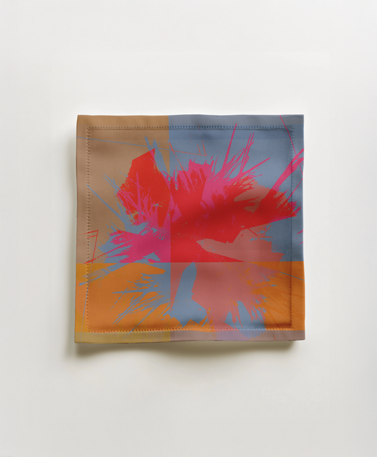 Flower Burst Cocktail Napkin in Lightweight Linen