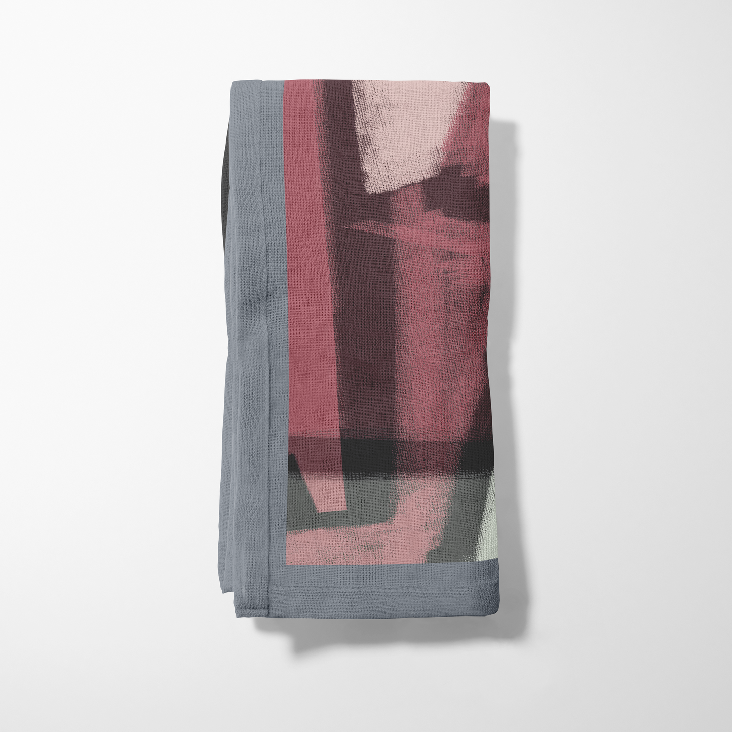 Graphic Lines Napkin with Burgundy in Lightweight Linen