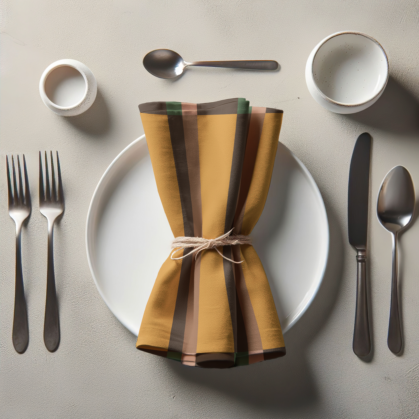 Candy Stripes Orange Brown Napkin in Lightweight Linen