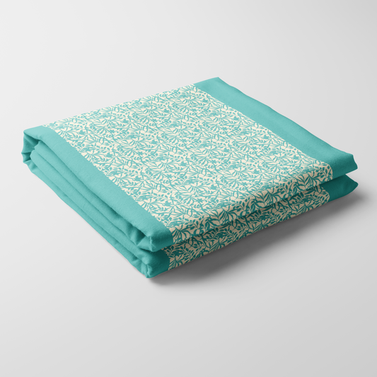 Figi Floral Tablecloth in Aqua - Linen