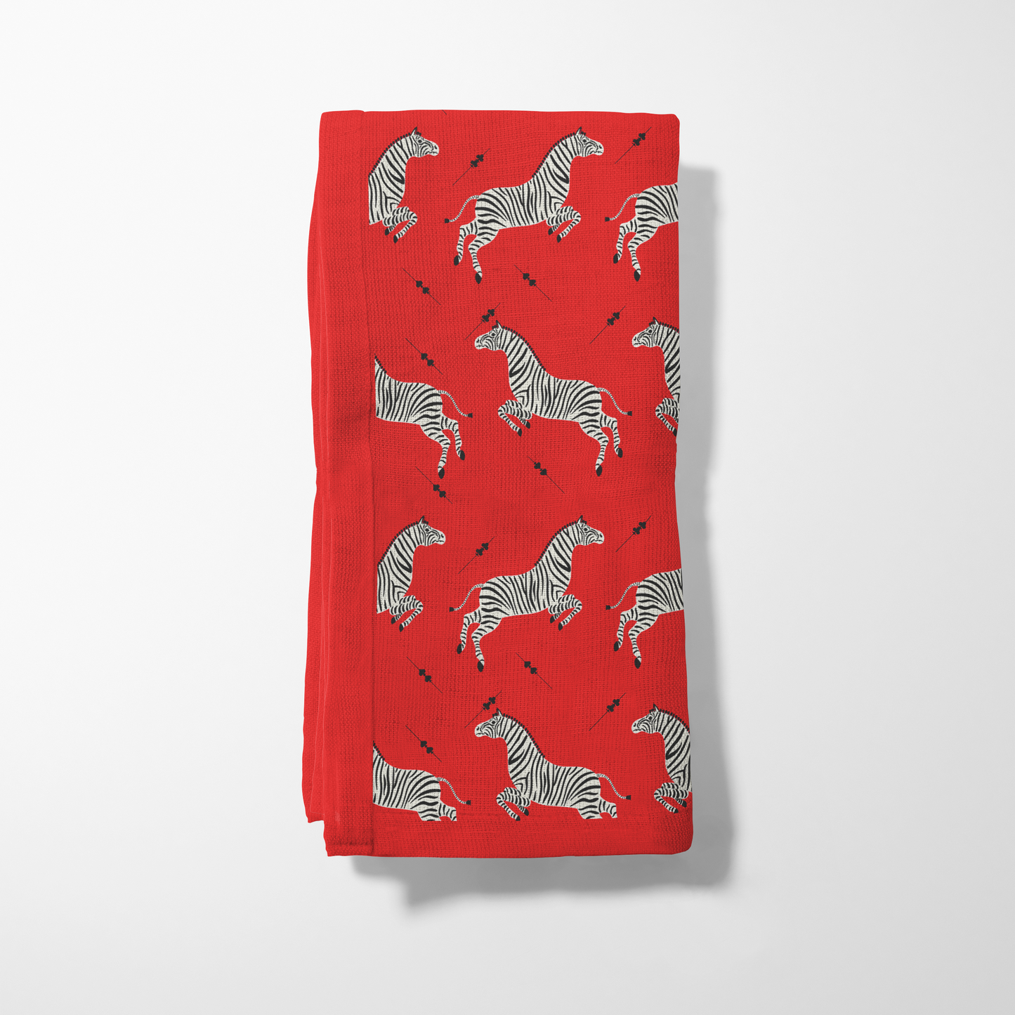 Leaping Zebras Napkin in Red in Organic Cotton Voile