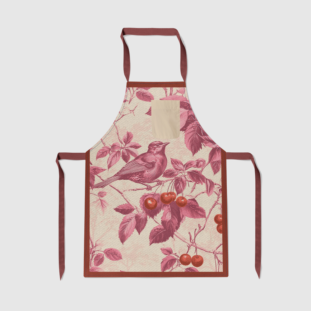 Nestled Cherries Apron in Antique Rose