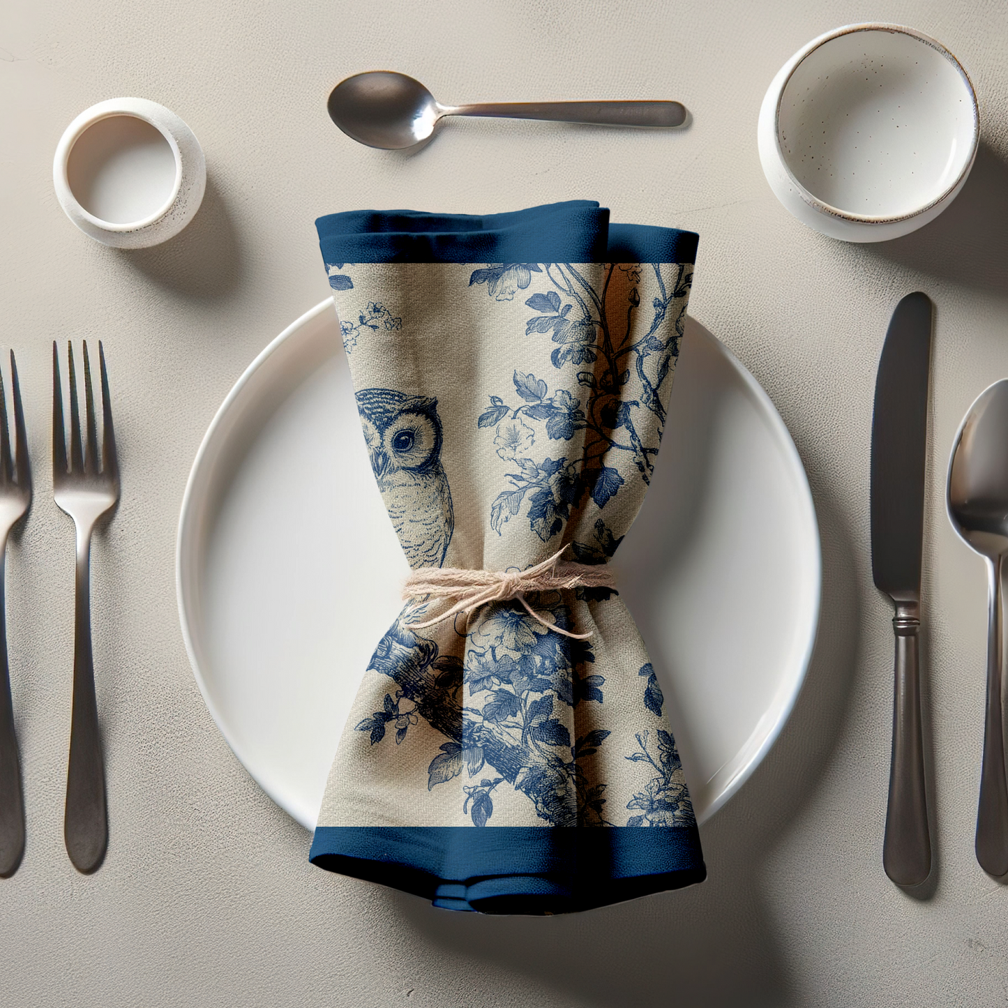 Enchanted Owl Napkin in Classic Navy