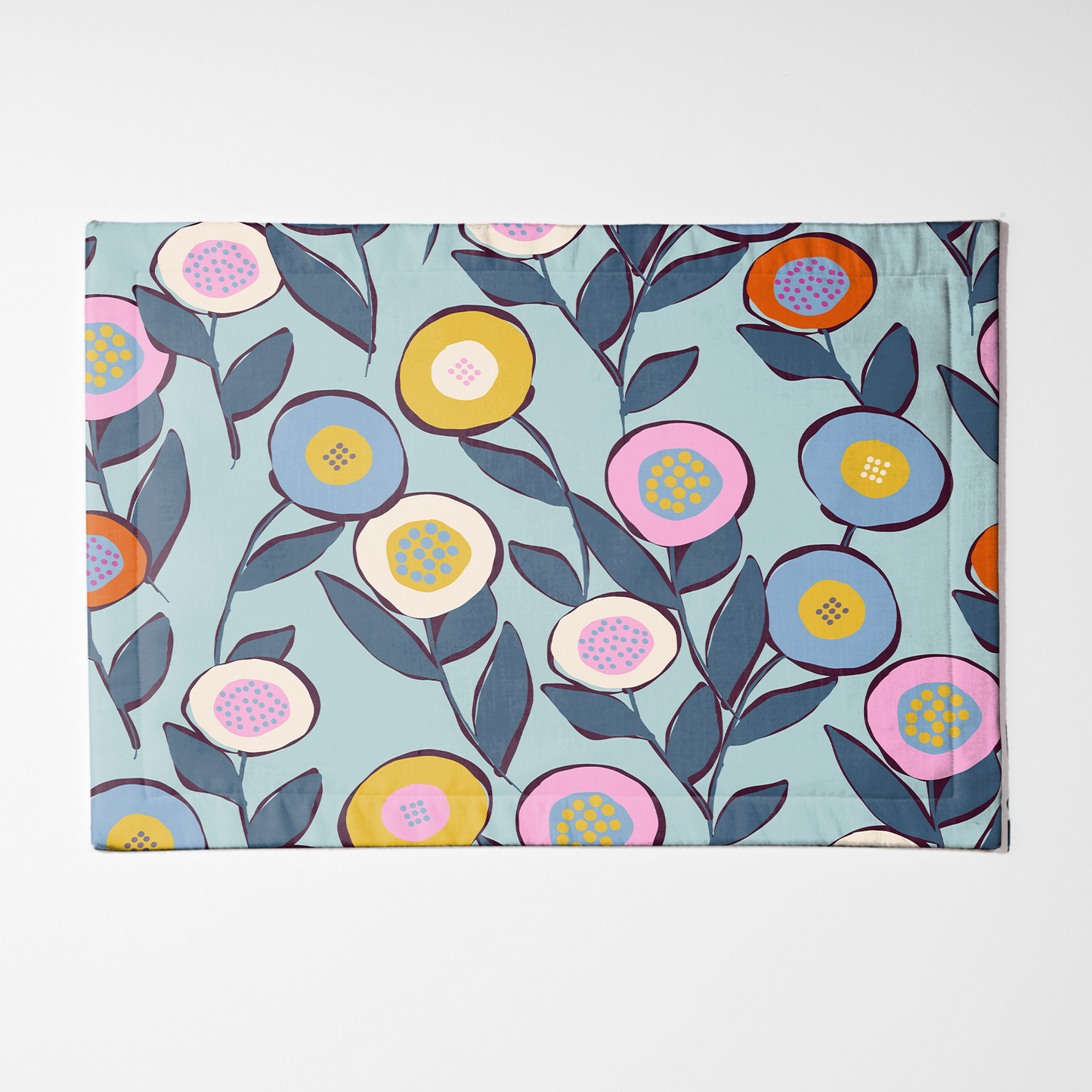 PM Button Flowers Blue