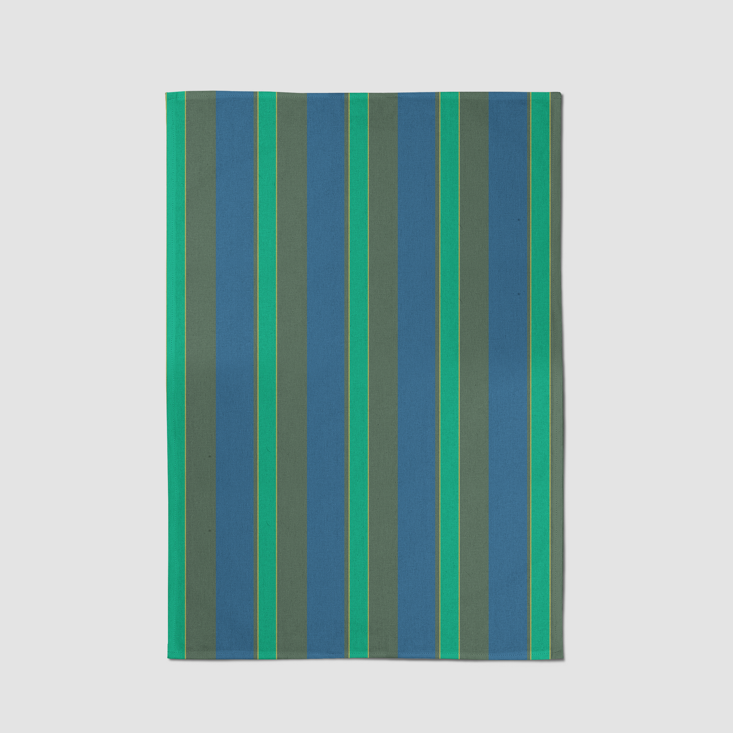 Candy Stripes Tea Towel in Green in Mid Weight Cotton Twill